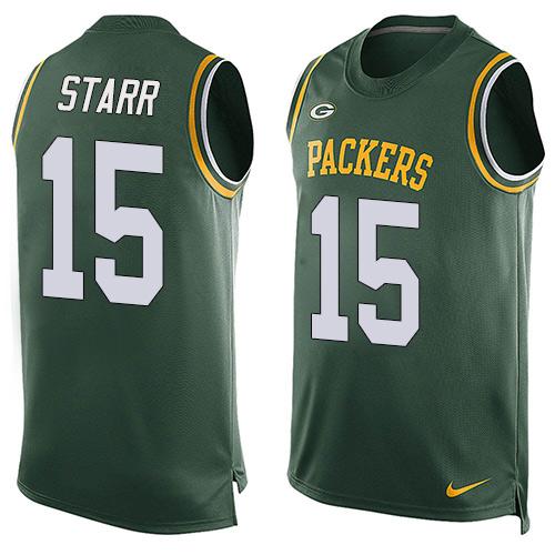 Packers #15 Bart Starr Green Team Color Men's Stitched NFL Limited Tank Top Jersey
